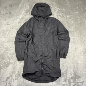 Adidas Dress Jacket Women’s Small Windbreaker Hooded Gray Long Lightweight Coat